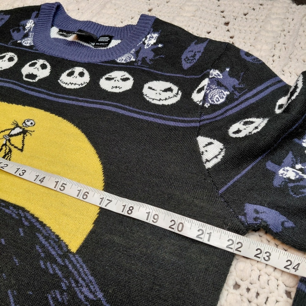Nightmare Before Christmas Sweater Womens 2XL Jack Skeleton AOP‎ Ugly Party Fun - Picture 5 of 8